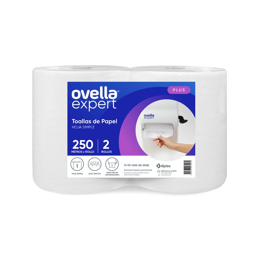 Toalla Papel Ovella Expert Hoja Simple 2x250 Metros Plus
