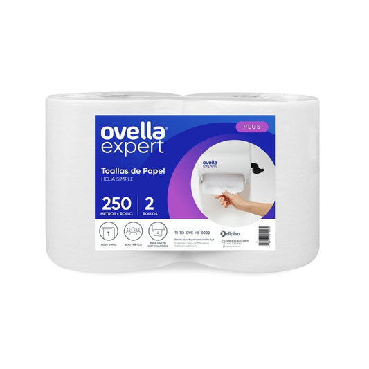 Toalla Papel Ovella Expert Hoja Simple 2x250 Metros Plus