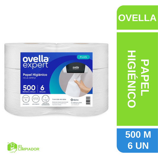 Higiénico Ovella Expert Hoja Simple 6x500 Metros Plus