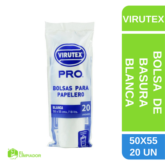 Bolsa de Basura Blanca 50x55 Cm 20 Unidades - Virutex Pro
