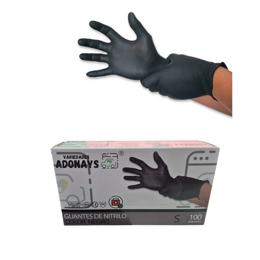 Guantes de Nitrilo Negro 100 Unidades - Adonays