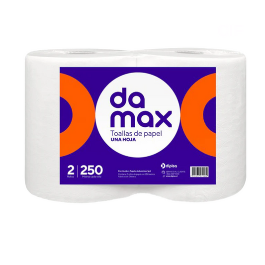 Toalla Papel Damax Hoja Simple 2x250 Metros