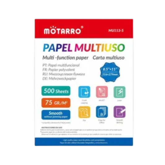 Resma Papel Tamaño Carta 500 Hojas 80 gr- Motarro