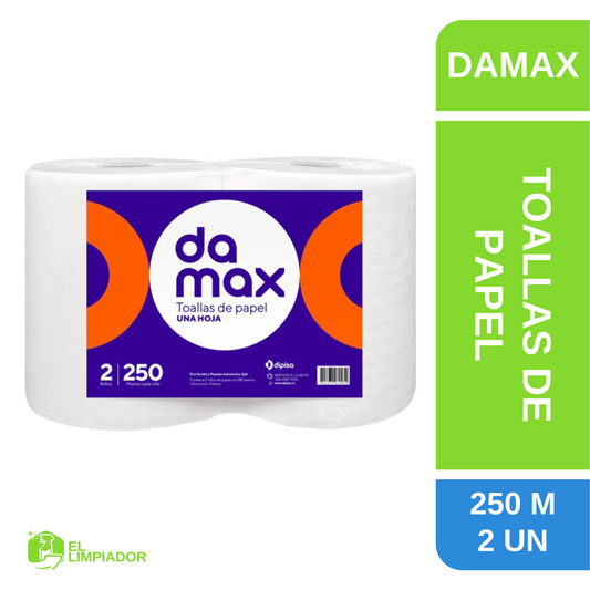 Toalla Papel Damax Hoja Simple 2x250 Metros