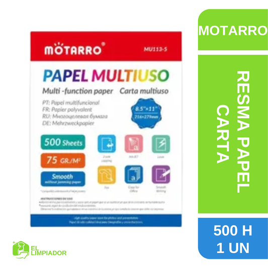 Resma Papel Tamaño Carta 500 Hojas 80 gr- Motarro