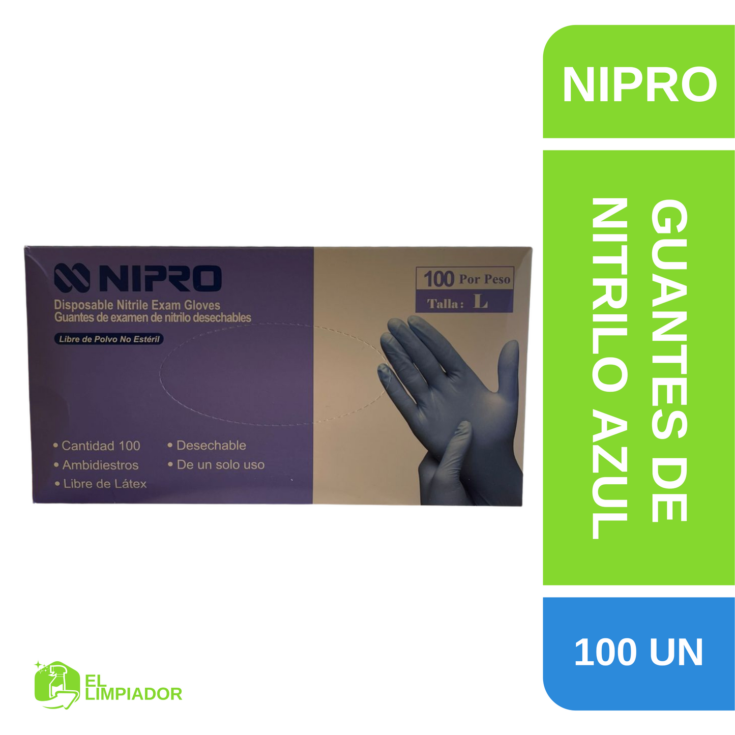 Guantes de Nitrilo Azul 100 Unidades - Nipro
