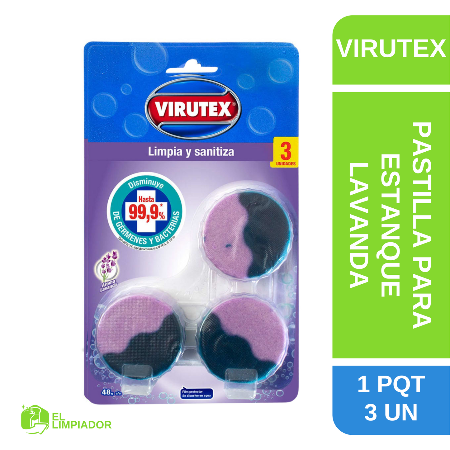Pastilla Estanque aroma Lavanda 3 Unidades - Virutex