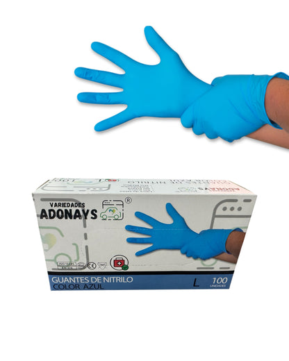 Guantes de Nitrilo Azul 100 Unidades - Adonays