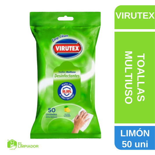 Toallas Desinfectantes Virutex Pouch Aroma Limón 50 unidades