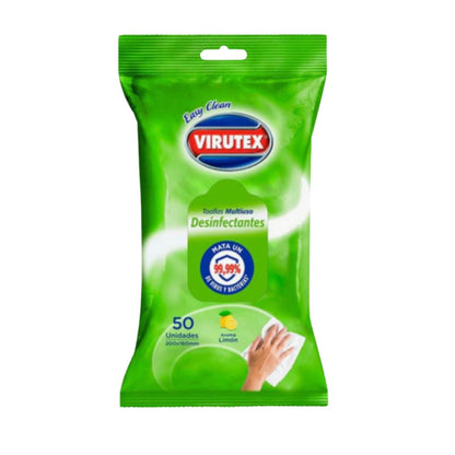 Toallas Desinfectantes Multiusos Pouch aroma Limón 50 Unidades - Virutex