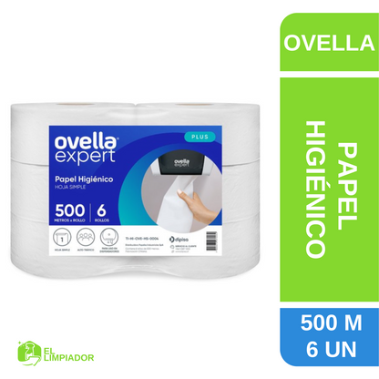 Higiénico Ovella Expert Hoja Simple 6x500 Metros Plus