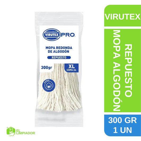 Repuesto Mopa Redonda de Algodón 300 GR - Virutex Pro