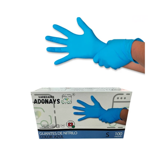 Guantes de Nitrilo Azul 100 Unidades - Adonays
