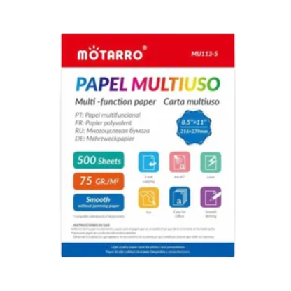 Resma Papel Tamaño Carta 500 Hojas 80 gr- Motarro
