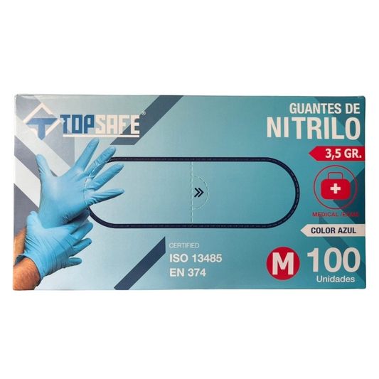 Guantes de Nitrilo Azul 100 Unidades - Topsafe
