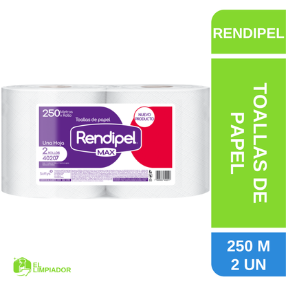 Toalla de Papel Hoja Simple 2x250 Metros - Rendipel Max