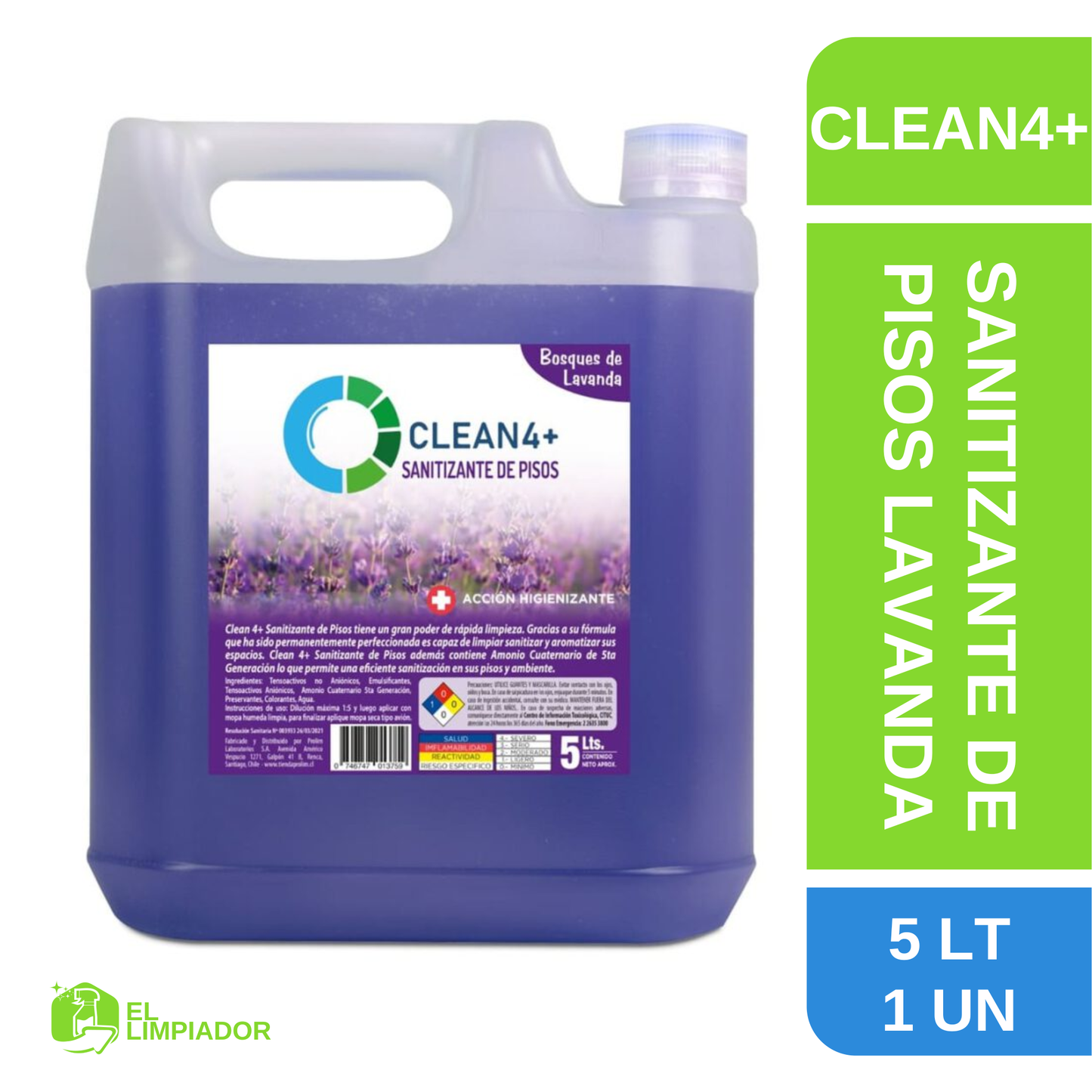 Sanitizante de Pisos  Bosques de Lavanda 5 LT - Clean4+