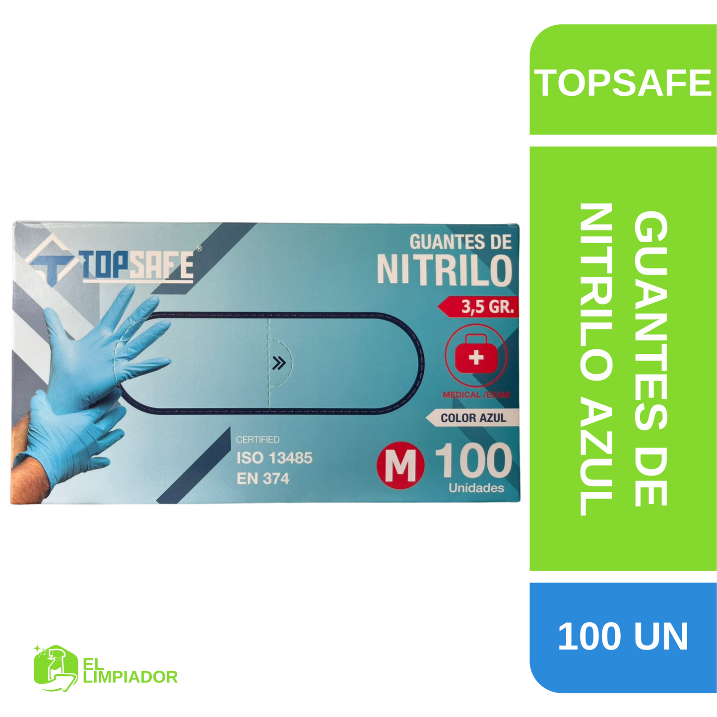 Guantes de Nitrilo Azul 100 Unidades - Topsafe