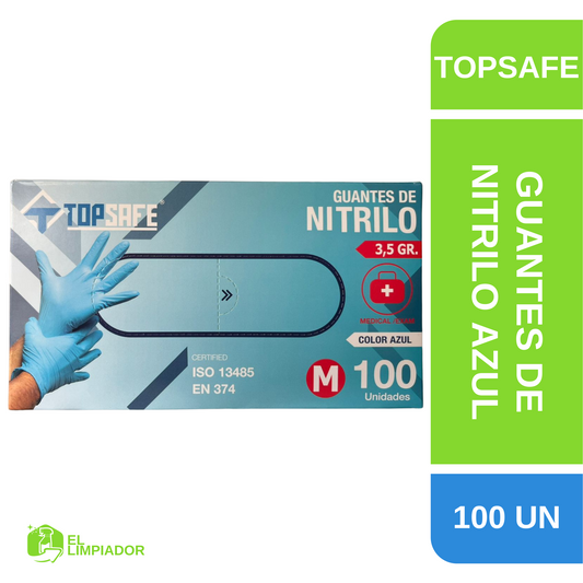 Guantes de Nitrilo Azul 100 Unidades - Topsafe