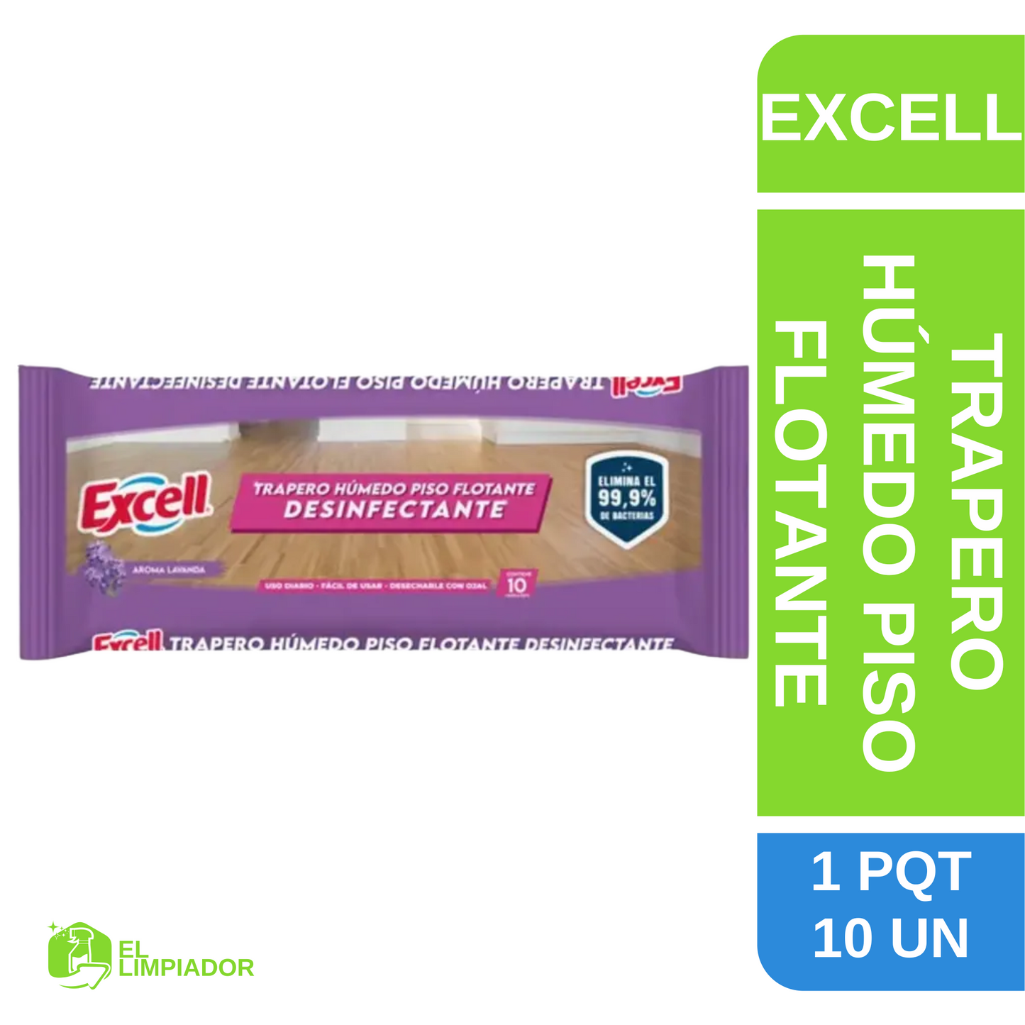 Trapero Húmedo Piso Flotante Lavanda 10 Unidades - Excell