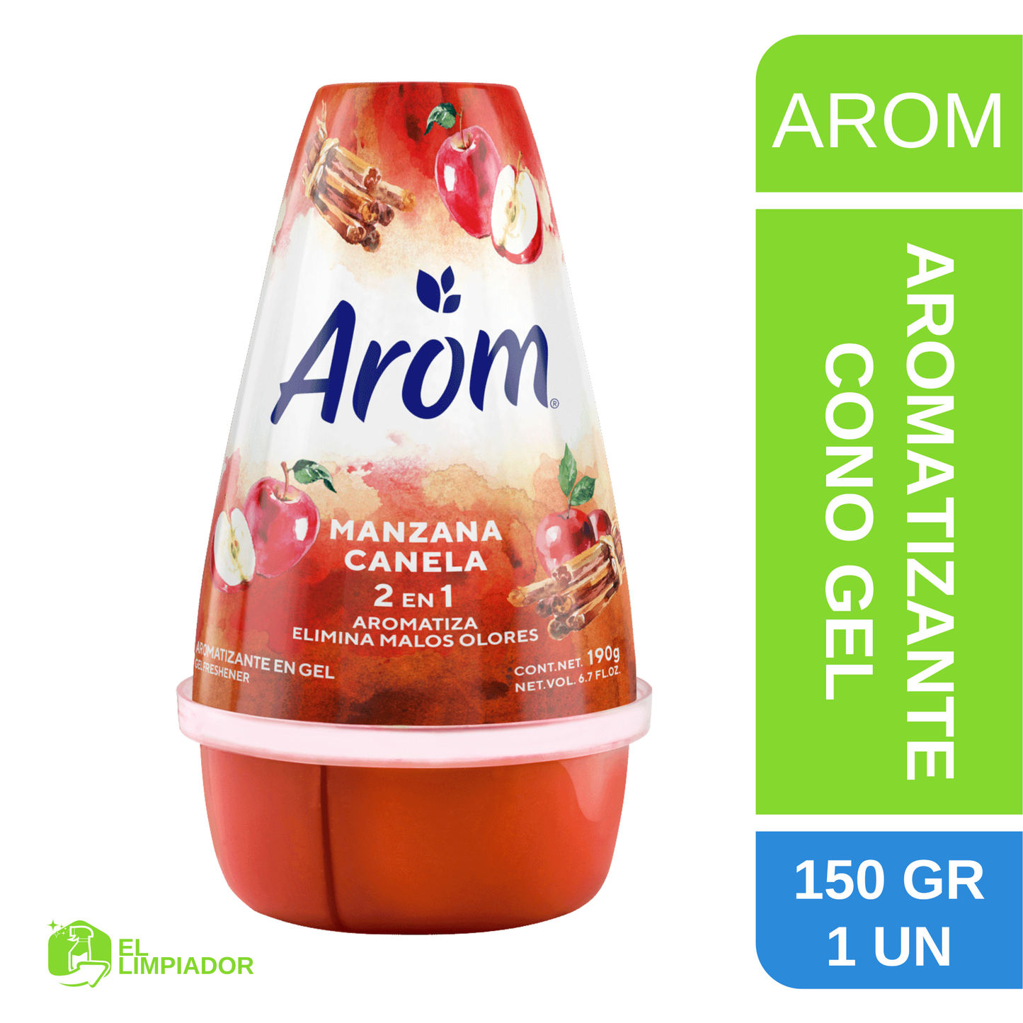 Aromatizante Cono Gel Manzana Canela 150 Gr - Arom