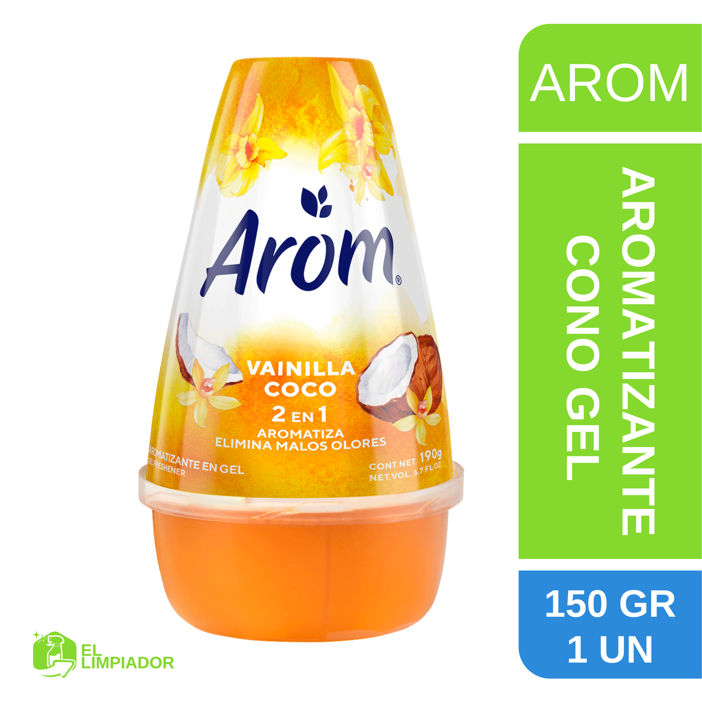 Aromatizante Cono Gel Vainilla Coco 150 Gr - Arom